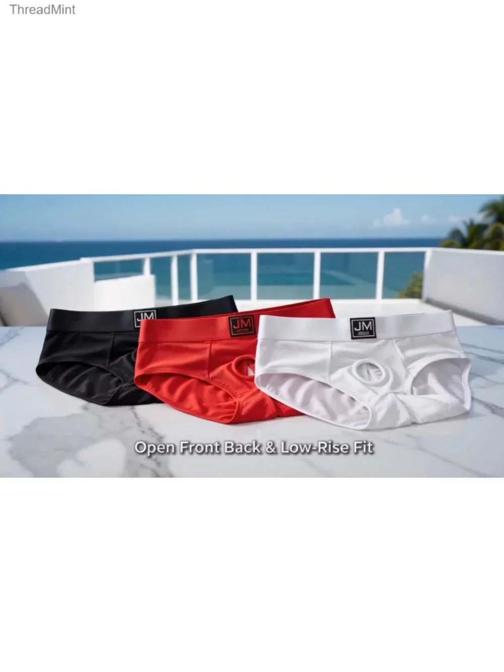 Men's Low Rise Mesh Briefs with Open Cutout Design, Breathable Quick Dry